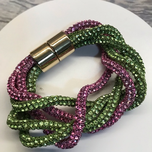 Jewelry - Elegant Green and Pink Bling Bracelet